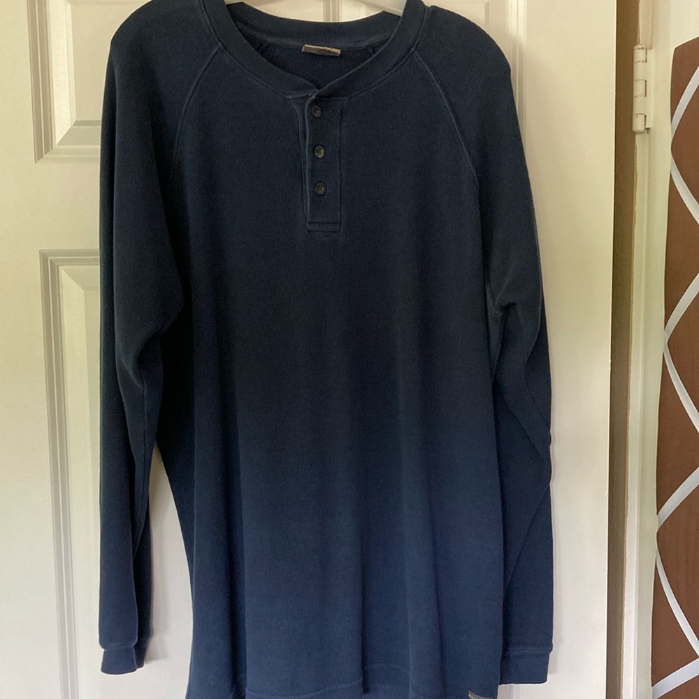 Woolrich Blue Long Sleeve Henley Tee